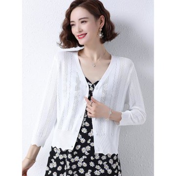 桑蠶絲針織開衫女冰絲披肩外套2026新款夏季小外搭真絲短款上衣薄