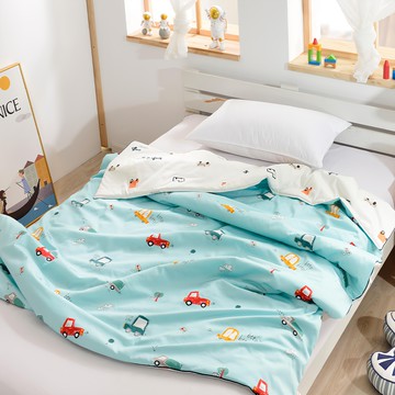 Betrise 貝翠絲 頂級300織100%精梳長絨棉鋪棉涼被/四季被  雲霄車車  195 x 150cm