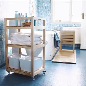 免運 附發票 超低價 工廠直銷 同款莫爾加實木滑動架小推車移動儲物架零食架帶輪置物架 快速發貨