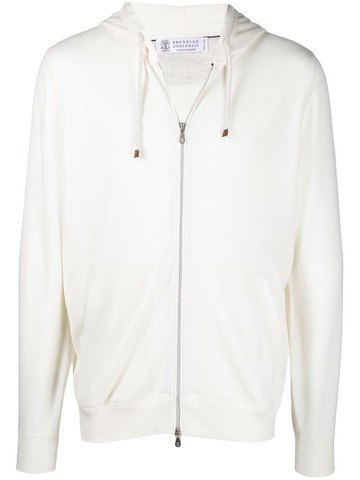 Brunello Cucinelli - zipped hooded cardigan - men - Cashmere - 54 - Neutrals