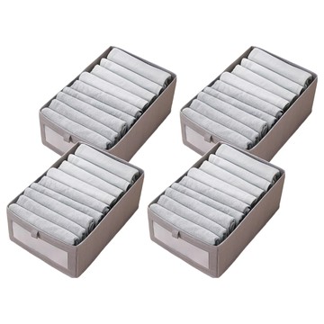 小麥購物 棉麻收納盒 C387 174g  灰色  中(35 x 20 x 15cm)  4個