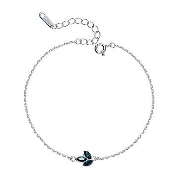 現貨+預購 925純銀手鍊水晶手環-深邃綠色三葉草細款情人節聖誕節生日禮物女飾品73qh70【獨家進口】【米蘭精品】