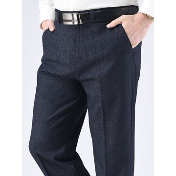 秋冬季厚款中老年休閑褲男褲高腰深襠寬松中年爸爸裝西褲老人免燙