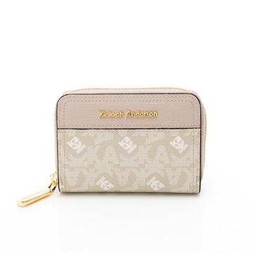 【金安德森】  Genevieve 經典老花拉鍊零錢包-杏灰