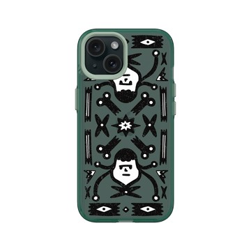 iPhone 15 Clear 憂墨綠 - Abei - Mask Fam圖騰