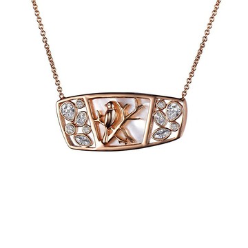 樹梢儷鳥珍珠母貝鋯石項鍊|共兩色