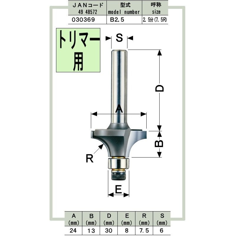 ボーズ面 コーナービット 大日商 B2.5 《2.5分 (7.5R) 》 トリマー用 LINEショッピング