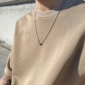 韓系小方塊細古巴項鍊 鈦鋼項鍊 男女可戴 銀項鍊 男生項鍊 女生項鍊 INS風 男項鍊 女項鍊 United Freak