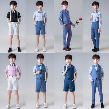 男童小西裝套裝春秋帥氣英倫西服寶寶花童夏款主持演出服兒童禮服
