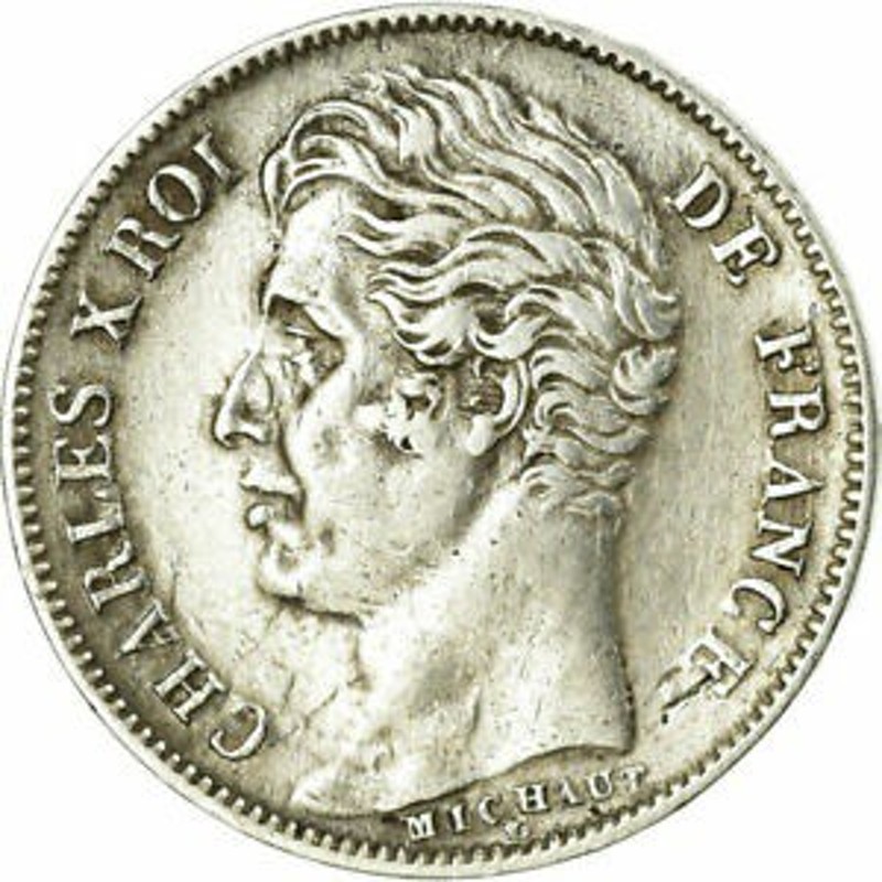 KM　アンティークコイン　Charles　1828　コイン　[送料無料]　金貨　X　Rouen　Silver-　銀貨　[#56851]　FRANCE　Francs　#728.2　AU(50-53)