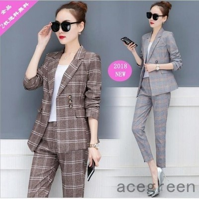 レディース長袖スーツビジネススーツ チェック柄2点セットパンツスーツ スカートスーツ9分丈パンツ 入学式 通販 Lineポイント最大get Lineショッピング