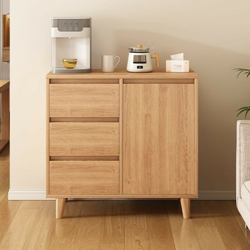 公司貨附發票 實木餐邊櫃 餐邊櫃靠墻櫃子儲物櫃家用斗櫃原木色客廳置物櫃放咖啡機櫃 最低價 快速出貨