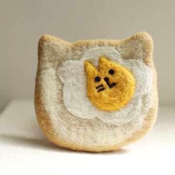 羊毛出在羊山上 羊毛氈  零錢包 貓咪吐司