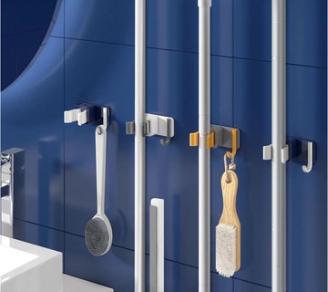 拖把掛鉤/掃把夾/掃把掛架 衛生間掛鉤掛拖把夾子免打孔固定卡扣掃把掛架墻壁掛架置物架神器【CM14529】