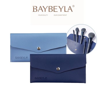 BAYBEYLA 貝貝拉 釘扣皮製信封刷具收納包 淺藍/深藍【隔日到貨】信封包 刷具包 收納包 化妝包