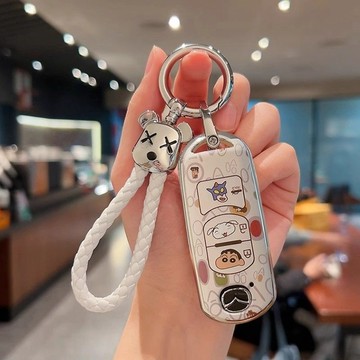 Mazda馬自達鑰匙皮套 蠟筆小新 鑰匙殼 CX5 CX4 mazda3 5 6 CX3 鑰匙套 馬三汽車真皮鑰匙包扣