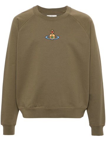 Vivienne Westwood - Orb-logo-embroidery sweatshirt - men - Organic Cotton - XL - Green