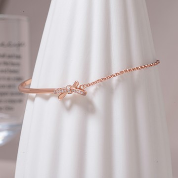 [925純銀]MARIGOLD甜蜜蝴蝶結不對稱手鍊【KMD375】-玫瑰金/銀
