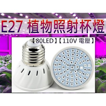 E27植物照射杯燈 紅藍燈  300 LED全光譜 80 LED生長燈 110v 園藝 花卉 植物補光 植物燈泡 育苗