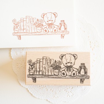 橡皮章 - 牆上置物架泰迪熊