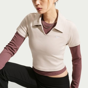 【NIKE】AS W NSW ESSNTL SS POLO CRP TO 短袖 短版 翻領衫 米白 IO2730-236