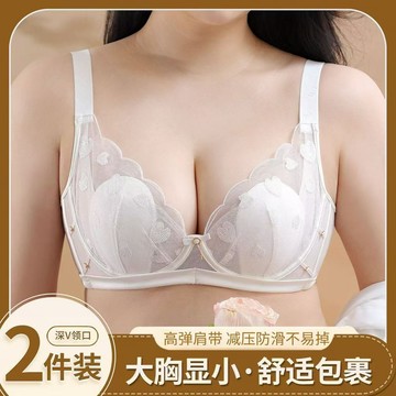 【兔耳杯超薄內衣】網紗內衣女 夏季薄款 收副乳 防下垂 軟鋼圈 上託 大胸顯小 超薄性感文胸罩 輕薄透氣舒適內衣