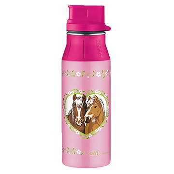 alfi 愛麗飛 不鏽鋼掀蓋式水壺雙馬 600ml 粉紅色 兒童適用 安全不鏽鋼材質  1個
