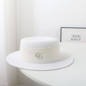 氣質優雅法式平頂草帽女夏季禮帽寬檐防曬遮陽帽休閑度假沙灘帽子