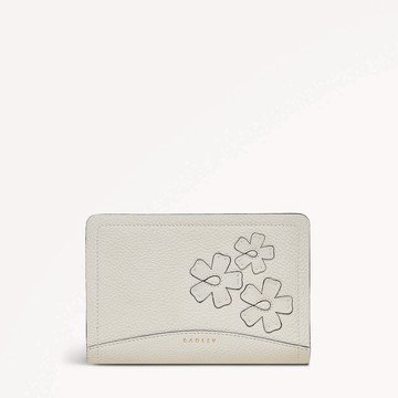 Radley London Womens Leather The Chancery - Cutwork Floral Medium Zip Around Wallet - White Medium