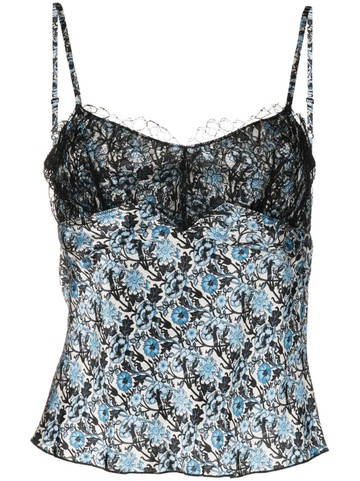 SANDRO - floral-print tank top - women - Viscose/Nylon - 3 - Blue