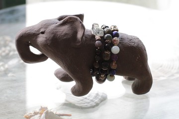 純手捏可愛陶瓷大象擺飾(站姿大象)/手鍊手珠收納