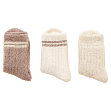 BASE ALPHA ESSENTIALS 兒童睡眠襪 3入組  白色 + 米色 + 棕色  3號(5-6歲/16-18cm)