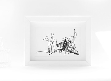 心流插畫 (含框+禮盒)【行者】| 畫框禮盒 | 黑白插畫