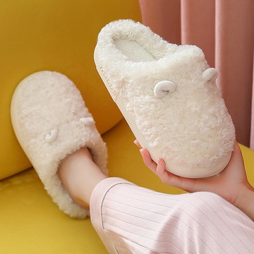 女士家居家用室內可愛卡通毛絨防滑冬季棉拖鞋年新款情侶秋冬