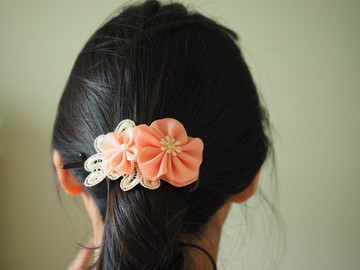 手作 雪紡布花髮夾頭飾 束髮