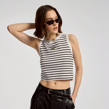 CACO-三眼怪條紋針織背心-女【J2DI074】