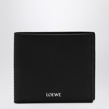 Bifold wallet in textured black calf leather