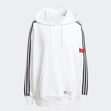adidas 愛迪達 長袖上衣 女款 帽T 運動 Hello Kitty聯名 三葉草 HK 3S OS HOODIE 白 IX7874