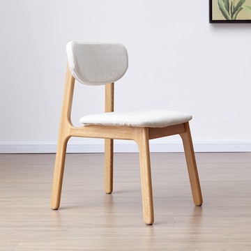 hoi!源氏木語西雅圖橡木原木色圓弧布面餐椅 Y90S63 砂礫白