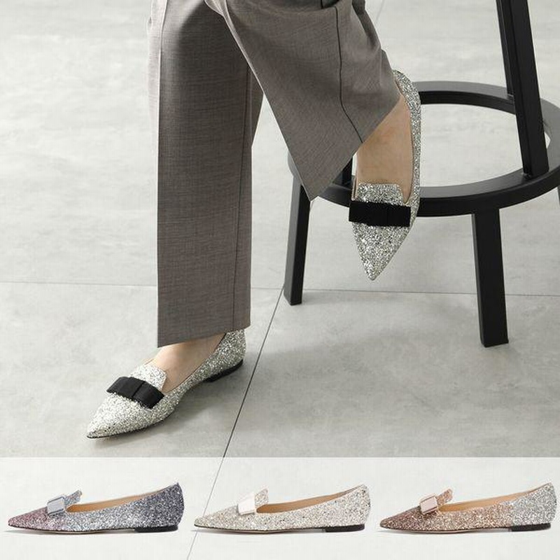 machicoco JIMMY CHOO グリッターフラットパンプス ジミーチュウ