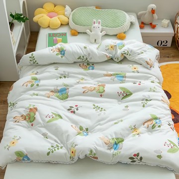 幼稚園秋冬牛奶針織棉被 100%聚酯纖維 羽絲絨棉填充 1.2kg 中國製造  120 x 150cm  兔子樂園