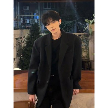 潮牌港風韓版毛呢外套休閑西服