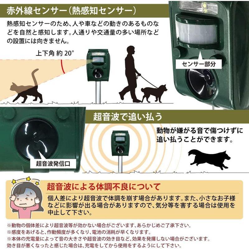 ベストアンサー 動物撃退器 10個セット 超音波 太陽光充電式 LED ライト ソーラーパネル搭載 アニマルガーディアン 害獣 野良猫対策