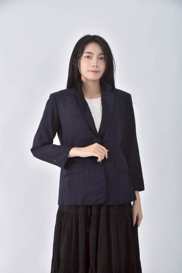 (M) 質感西裝素面藍色外套