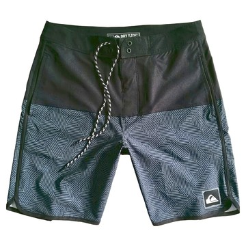 愛北鼻 成人男 幾何 28碼 - 時尚快乾海灘褲 舒適透氣  黑色