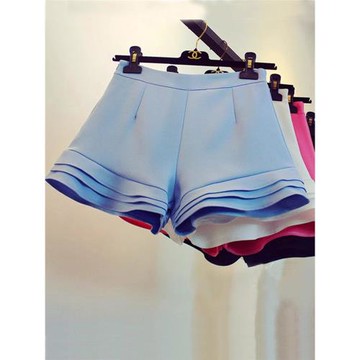 2025年秋冬季新款韓版復古名媛荷葉邊闊腿短褲顯瘦熱褲A字褲女ins