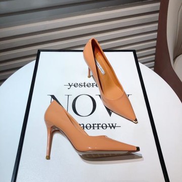 新款韓版簡約顯白高跟鞋法式少女漆皮金屬尖頭細跟單鞋名媛宴會鞋