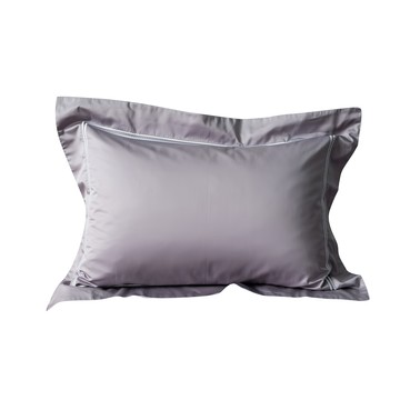 HOLA 和樂家居 艾維卡埃及棉刺繡歐式枕套 2個  晨灰色  71 x 51 + 8cm  1組