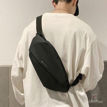💛側背包💛潮牌日係胸包男士ins簡約單肩包腰包背包小挎包女帆布學生斜挎包