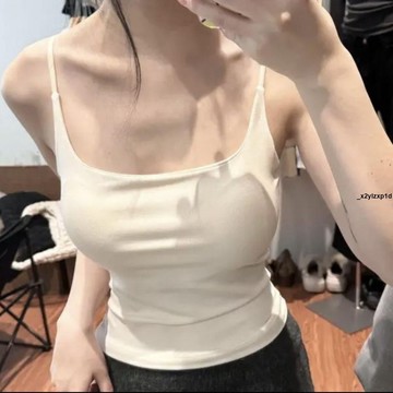 小可愛 吊帶背心上衣純欲辣妹美背小吊帶背心女帶胸墊外穿內搭顯瘦設計感打底上衣夏季